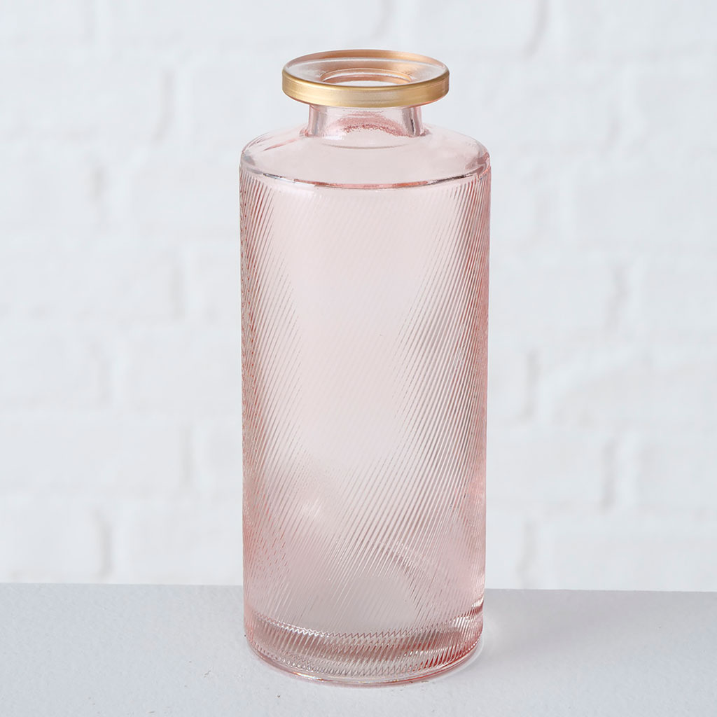 Vase en verre rose et or h13cm - Adore