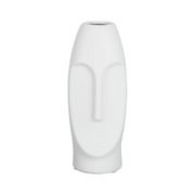 Vase Face Blanc 10X9.5Xh24Cm Gres