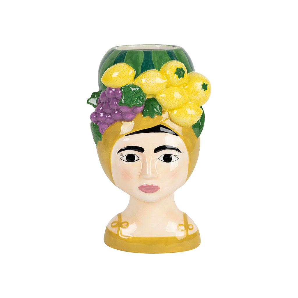 Vase femme citron en dolomite multicolore h24.5cm - Mocoa