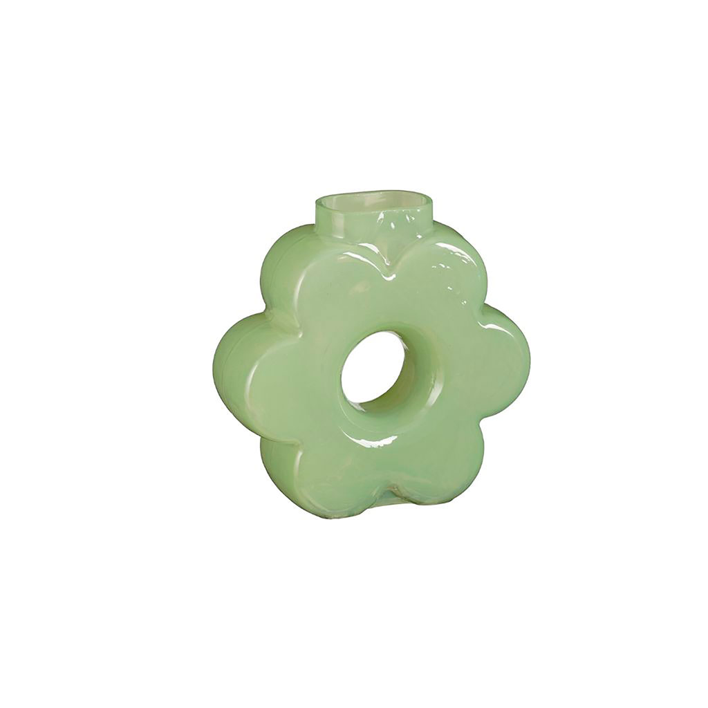 Vase fleur en verre vert menthe