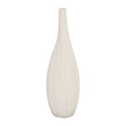 Vase long bouteille blanc cassé en faience - plisse