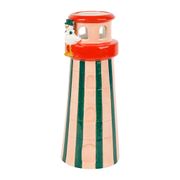 Vase phare en grès vert et corail h24cm - Plouf&Sun