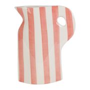 Vase pichet en grès rayé rose et blanc h24cm - Artist