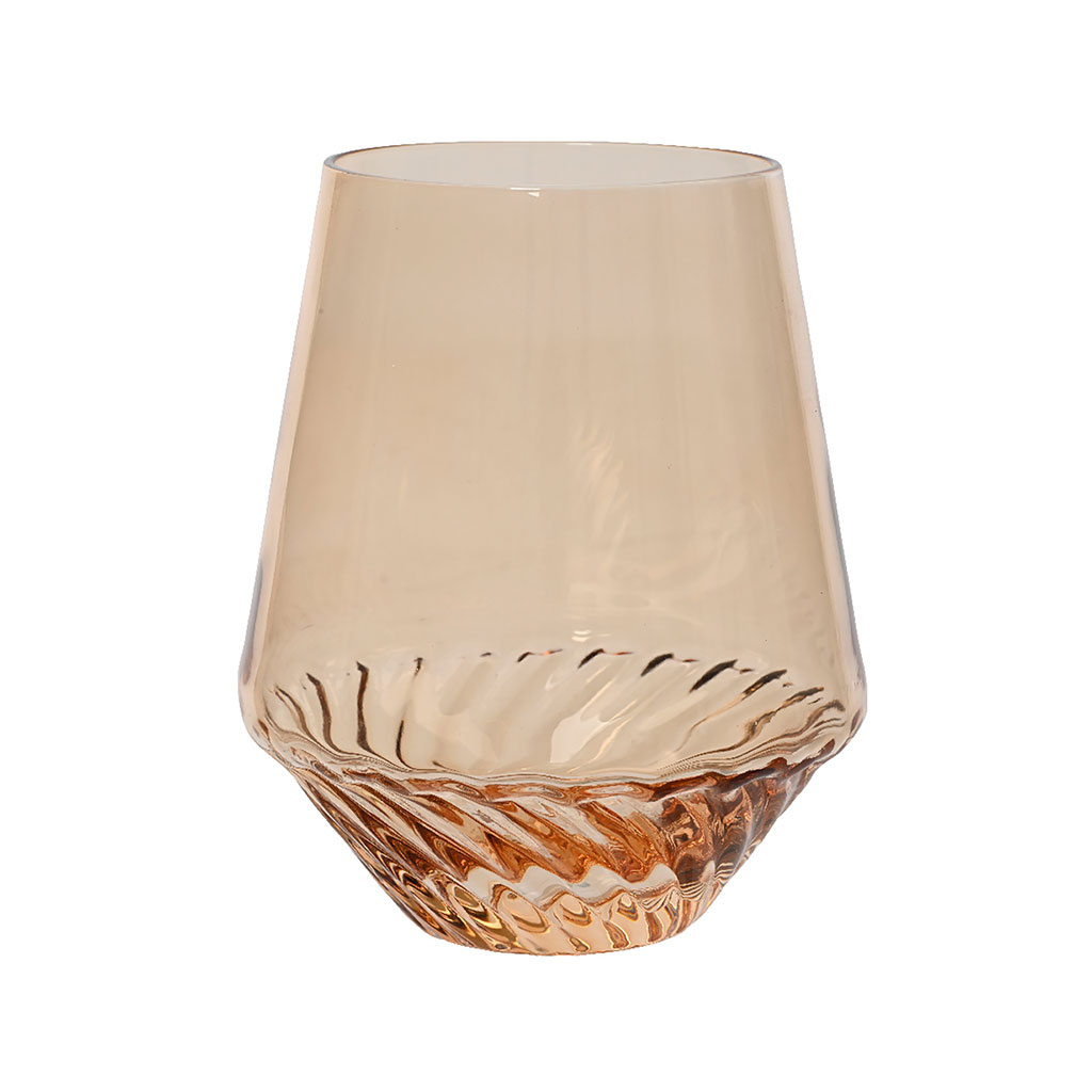 Verre à eau en verre torsadé ambre d10cm